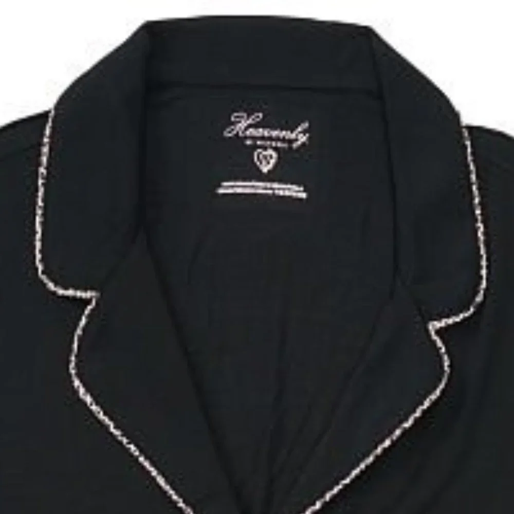L VS Short PJ Set Black with Leopard Piping Heavenly Modal Softest PJs NWT - Picture 4 of 11